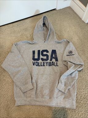 USA Volleyball Gray Hoodie Sweatshirt - Women's Cozy Pullover